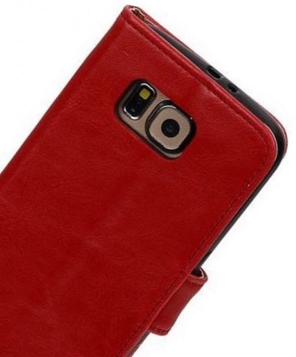 Samsung Galaxy S6 rood boek hoesje met extra vakjes voor pasjes en brief geld