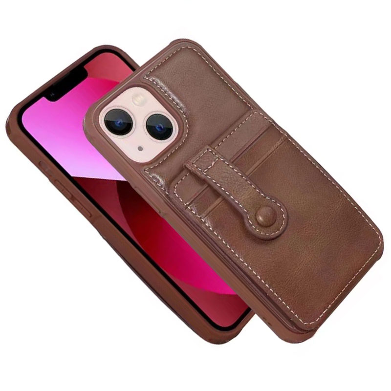 achterkant-met-pasjes-10 Apple iPhone 13 / 13 Pro Kunstleer Achterkant hoesje met 5 pasjes - Afbeelding 1