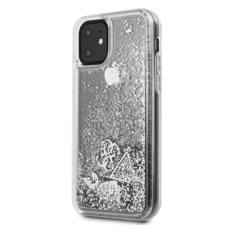 merk-hoesje-272 Apple iPhone 11 Pro Guess Silver Glitter hoesje - Afbeelding 1