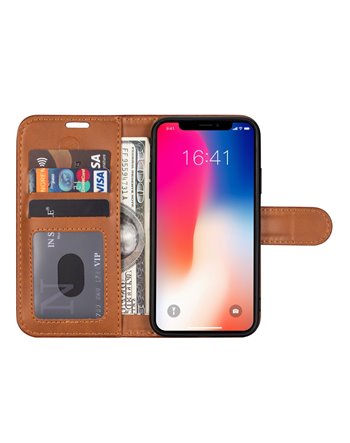 wallet-case-l-voor-galaxy-a30s-bruin Apple iPhone 11 pro echt leer bruine boek hoesje met extra vakjes voor pasjes - Afbeelding 1